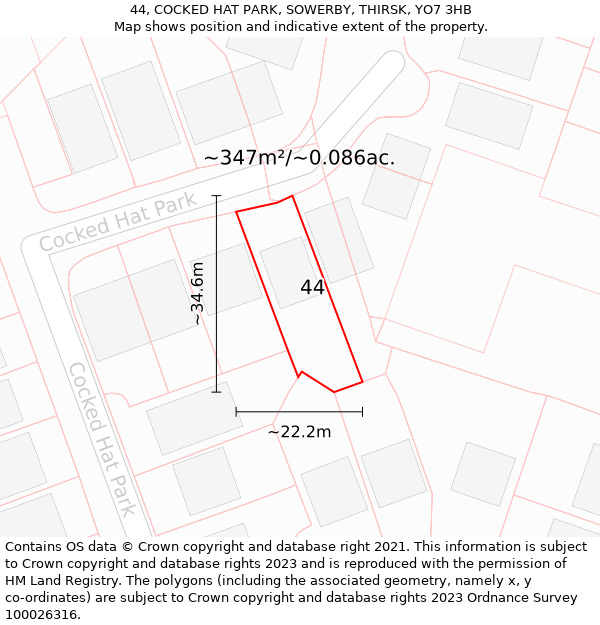 44, COCKED HAT PARK, SOWERBY, THIRSK, YO7 3HB: Plot and title map