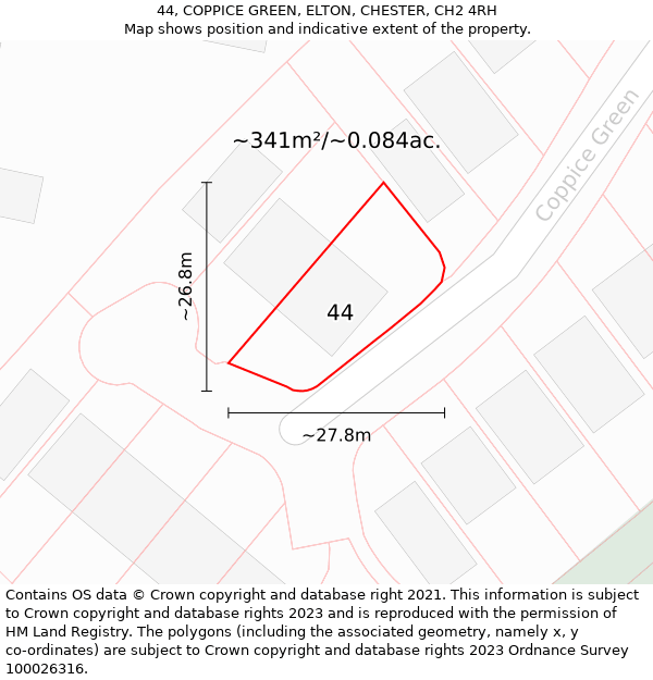 44, COPPICE GREEN, ELTON, CHESTER, CH2 4RH: Plot and title map