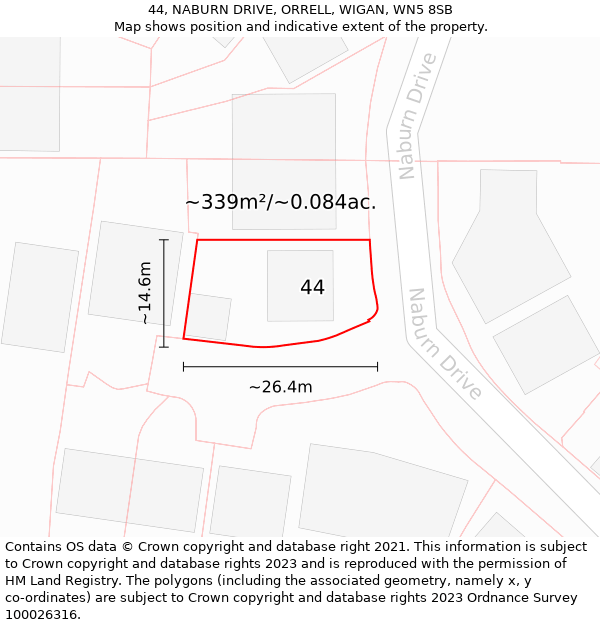 44, NABURN DRIVE, ORRELL, WIGAN, WN5 8SB: Plot and title map