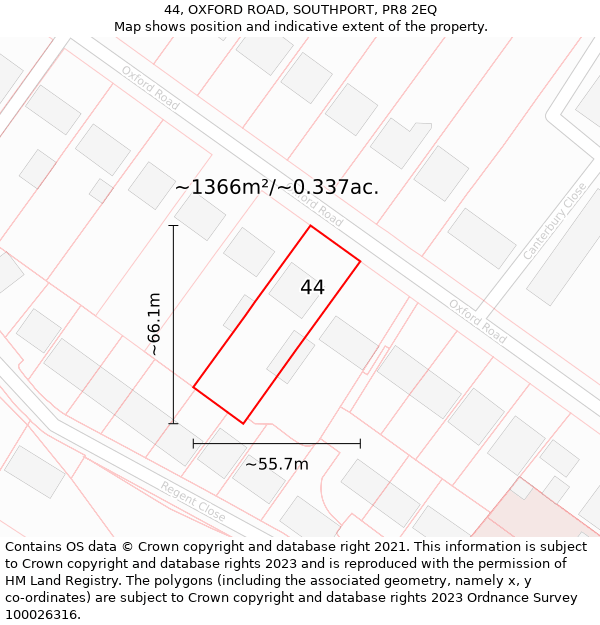 44, OXFORD ROAD, SOUTHPORT, PR8 2EQ: Plot and title map