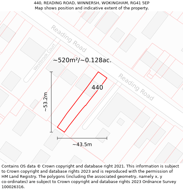 440, READING ROAD, WINNERSH, WOKINGHAM, RG41 5EP: Plot and title map