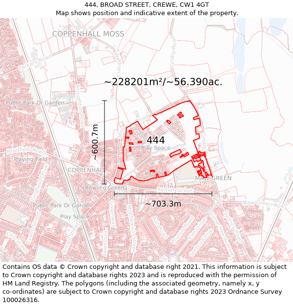 444, BROAD STREET, CREWE, CW1 4GT: Plot and title map