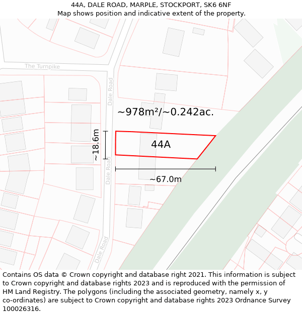 44A, DALE ROAD, MARPLE, STOCKPORT, SK6 6NF: Plot and title map