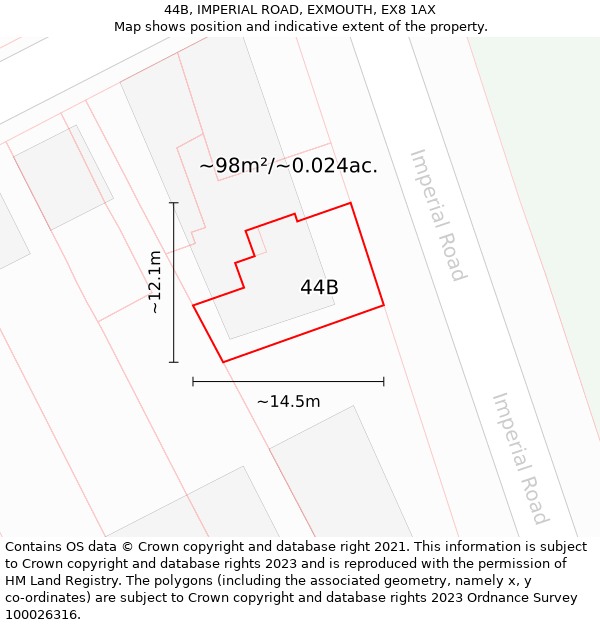 44B, IMPERIAL ROAD, EXMOUTH, EX8 1AX: Plot and title map