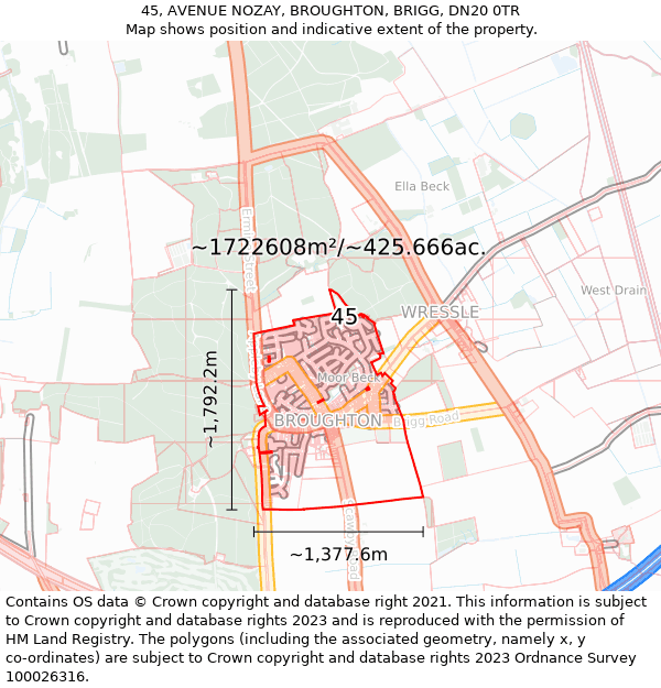 45, AVENUE NOZAY, BROUGHTON, BRIGG, DN20 0TR: Plot and title map