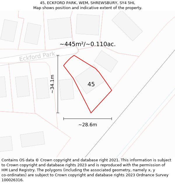 45, ECKFORD PARK, WEM, SHREWSBURY, SY4 5HL: Plot and title map