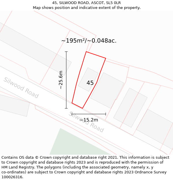 45, SILWOOD ROAD, ASCOT, SL5 0LR: Plot and title map