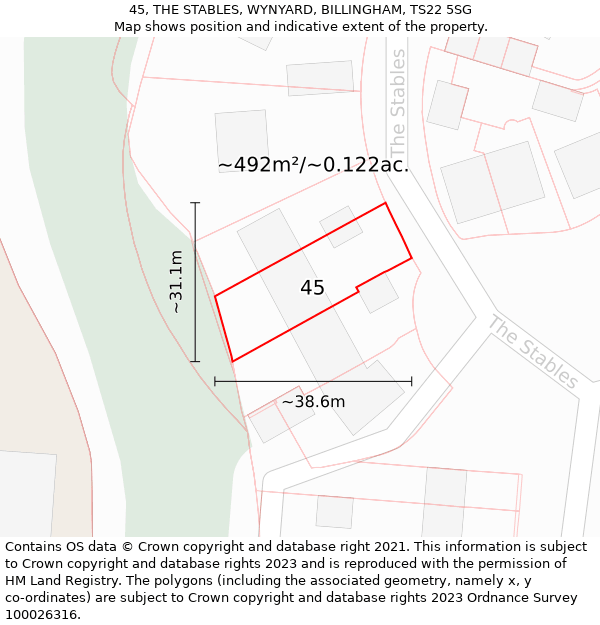 45, THE STABLES, WYNYARD, BILLINGHAM, TS22 5SG: Plot and title map