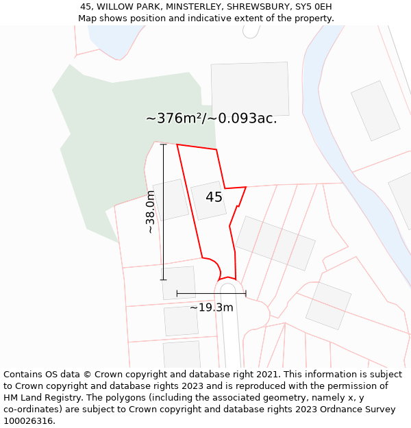 45, WILLOW PARK, MINSTERLEY, SHREWSBURY, SY5 0EH: Plot and title map