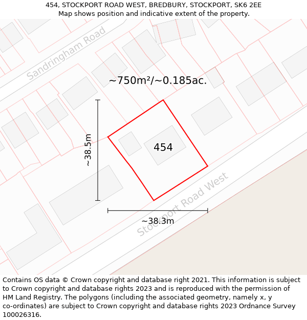 454, STOCKPORT ROAD WEST, BREDBURY, STOCKPORT, SK6 2EE: Plot and title map