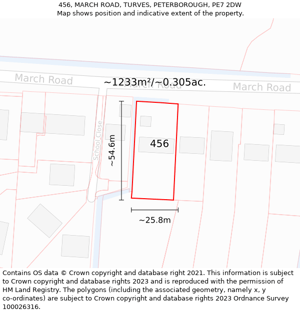 456, MARCH ROAD, TURVES, PETERBOROUGH, PE7 2DW: Plot and title map