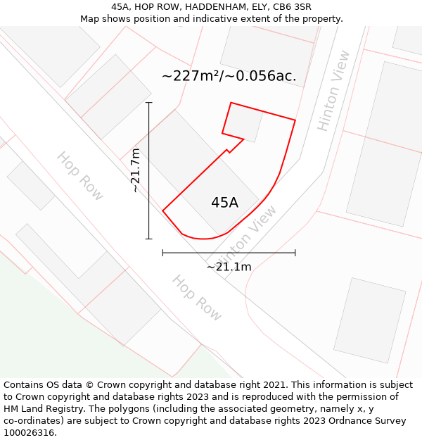 45A, HOP ROW, HADDENHAM, ELY, CB6 3SR: Plot and title map