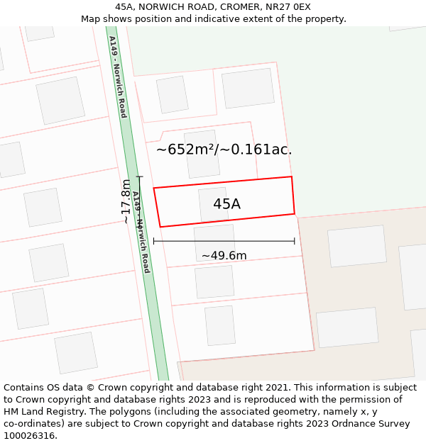 45A, NORWICH ROAD, CROMER, NR27 0EX: Plot and title map