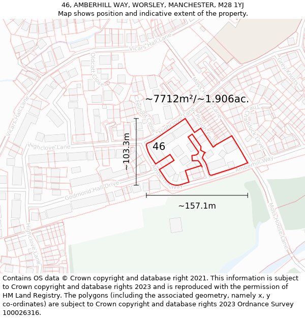 46, AMBERHILL WAY, WORSLEY, MANCHESTER, M28 1YJ: Plot and title map