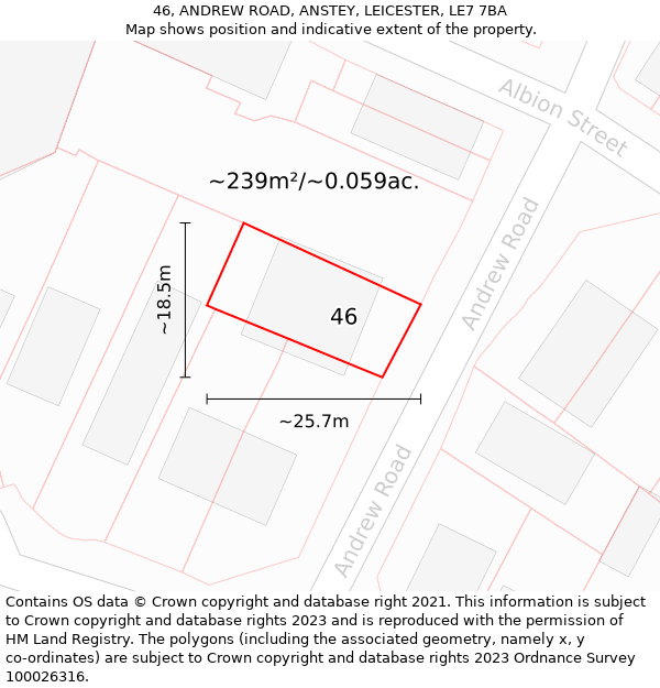 46, ANDREW ROAD, ANSTEY, LEICESTER, LE7 7BA: Plot and title map