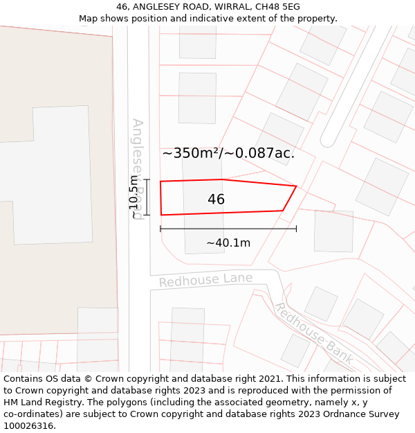 46, ANGLESEY ROAD, WIRRAL, CH48 5EG: Plot and title map