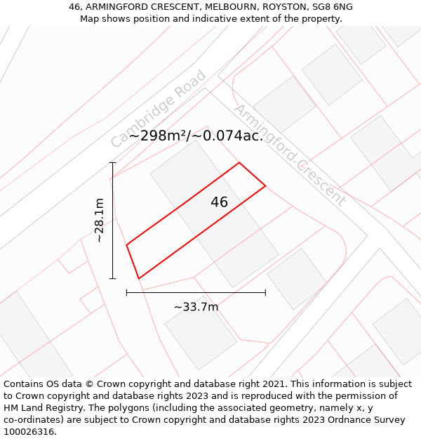 46, ARMINGFORD CRESCENT, MELBOURN, ROYSTON, SG8 6NG: Plot and title map