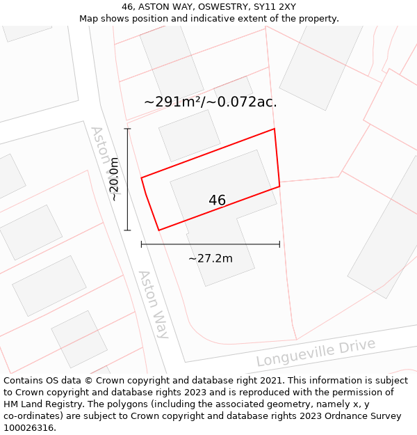 46, ASTON WAY, OSWESTRY, SY11 2XY: Plot and title map