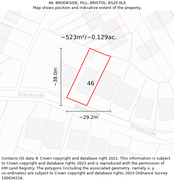 46, BROOKSIDE, PILL, BRISTOL, BS20 0LA: Plot and title map