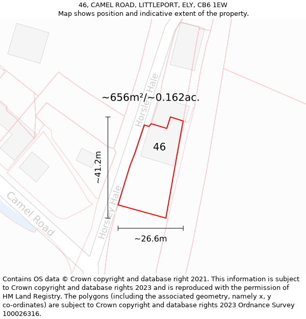 46, CAMEL ROAD, LITTLEPORT, ELY, CB6 1EW: Plot and title map