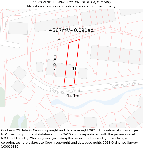 46, CAVENDISH WAY, ROYTON, OLDHAM, OL2 5DQ: Plot and title map