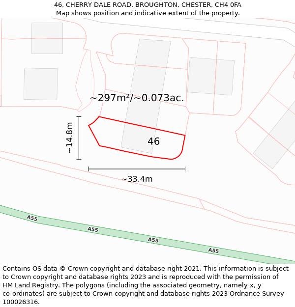 46, CHERRY DALE ROAD, BROUGHTON, CHESTER, CH4 0FA: Plot and title map