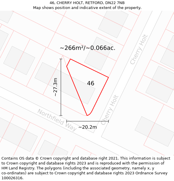 46, CHERRY HOLT, RETFORD, DN22 7NB: Plot and title map