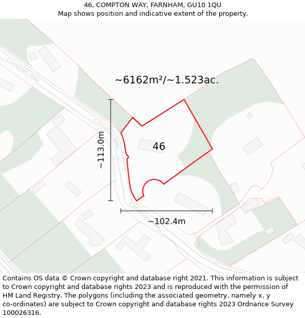 46, COMPTON WAY, FARNHAM, GU10 1QU: Plot and title map