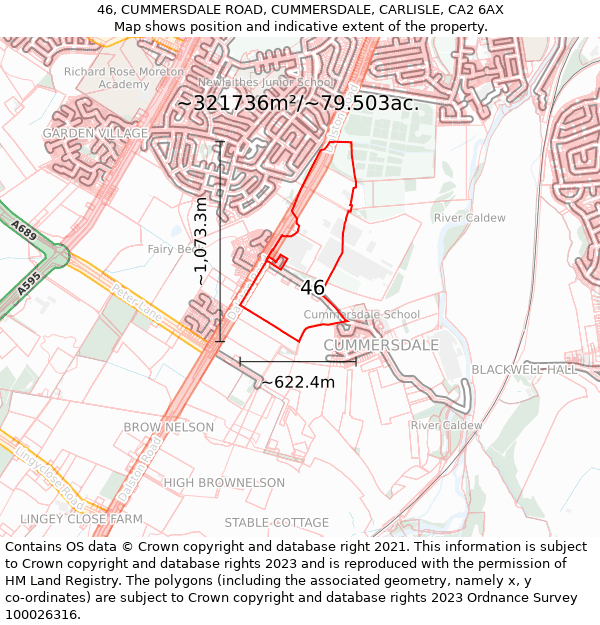 46, CUMMERSDALE ROAD, CUMMERSDALE, CARLISLE, CA2 6AX: Plot and title map