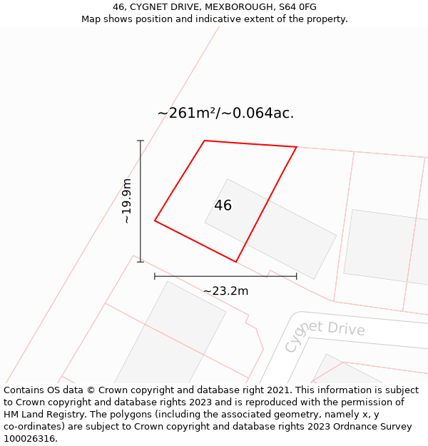 46, CYGNET DRIVE, MEXBOROUGH, S64 0FG: Plot and title map