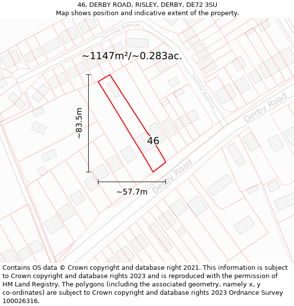 46, DERBY ROAD, RISLEY, DERBY, DE72 3SU: Plot and title map