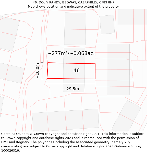 46, DOL Y PANDY, BEDWAS, CAERPHILLY, CF83 8HP: Plot and title map