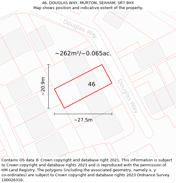 46, DOUGLAS WAY, MURTON, SEAHAM, SR7 9HX: Plot and title map