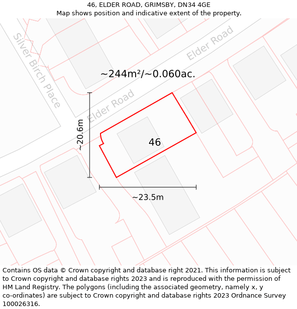 46, ELDER ROAD, GRIMSBY, DN34 4GE: Plot and title map