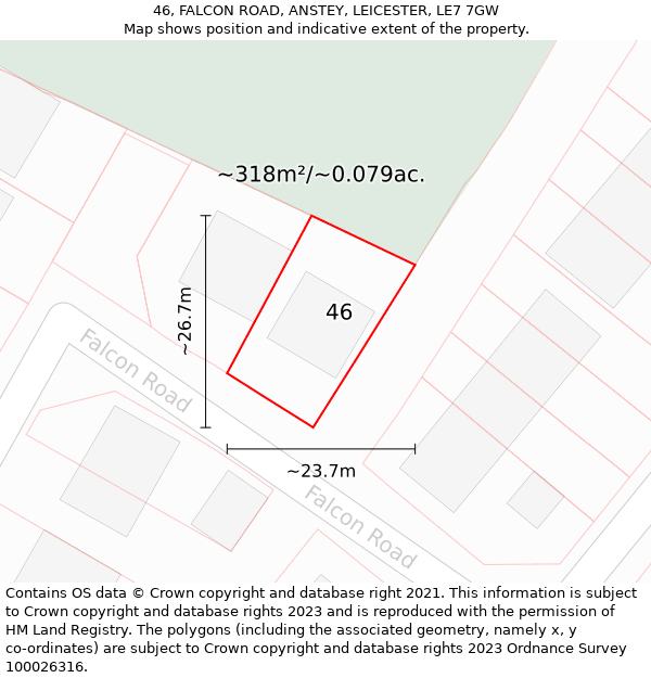 46, FALCON ROAD, ANSTEY, LEICESTER, LE7 7GW: Plot and title map