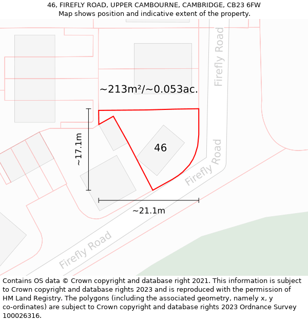 46, FIREFLY ROAD, UPPER CAMBOURNE, CAMBRIDGE, CB23 6FW: Plot and title map