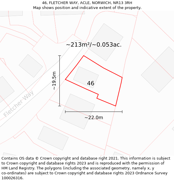 46, FLETCHER WAY, ACLE, NORWICH, NR13 3RH: Plot and title map