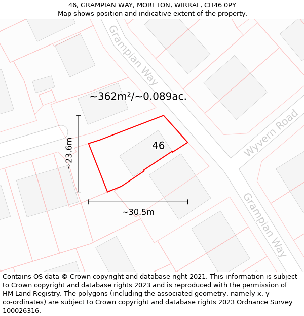 46, GRAMPIAN WAY, MORETON, WIRRAL, CH46 0PY: Plot and title map