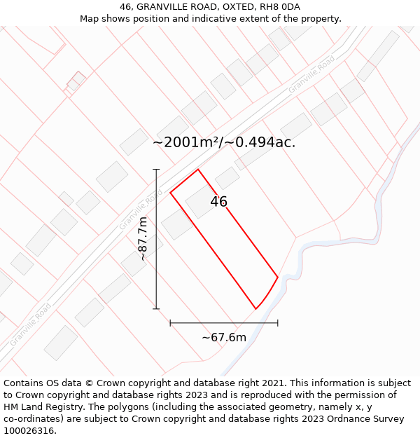 46, GRANVILLE ROAD, OXTED, RH8 0DA: Plot and title map