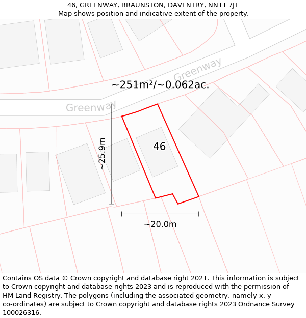 46, GREENWAY, BRAUNSTON, DAVENTRY, NN11 7JT: Plot and title map