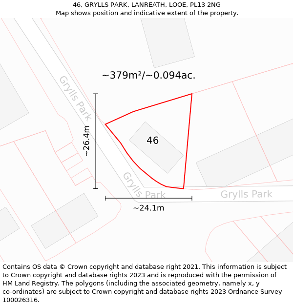 46, GRYLLS PARK, LANREATH, LOOE, PL13 2NG: Plot and title map