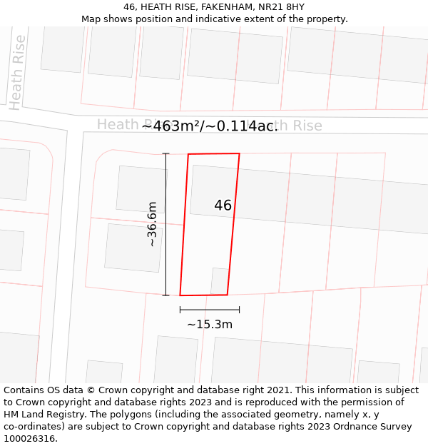 46, HEATH RISE, FAKENHAM, NR21 8HY: Plot and title map