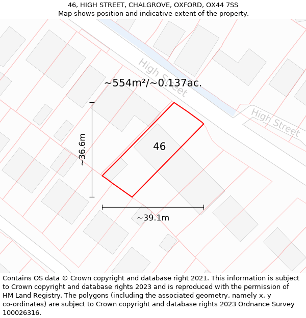 46, HIGH STREET, CHALGROVE, OXFORD, OX44 7SS: Plot and title map