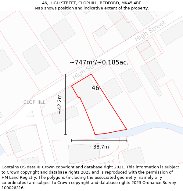46, HIGH STREET, CLOPHILL, BEDFORD, MK45 4BE: Plot and title map