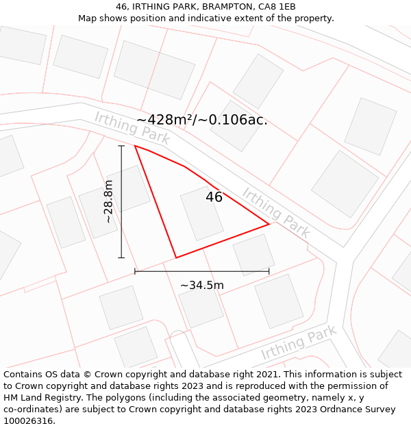 46, IRTHING PARK, BRAMPTON, CA8 1EB: Plot and title map