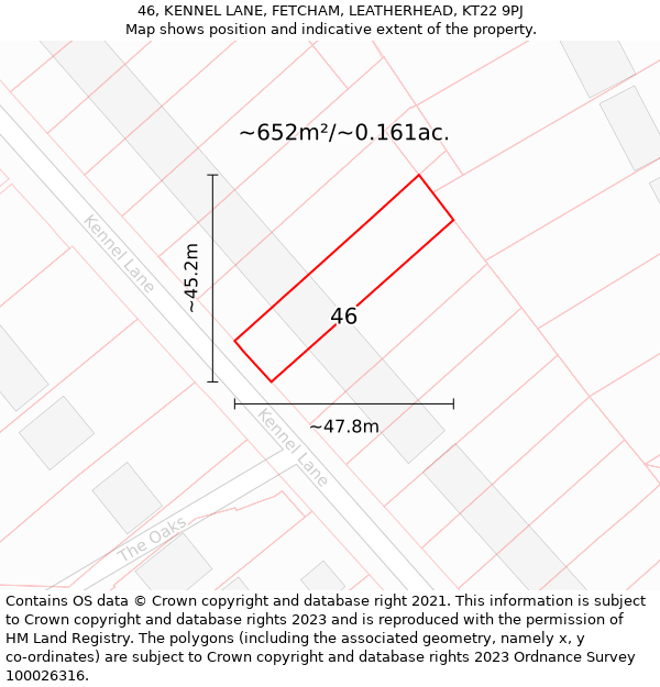 46, KENNEL LANE, FETCHAM, LEATHERHEAD, KT22 9PJ: Plot and title map