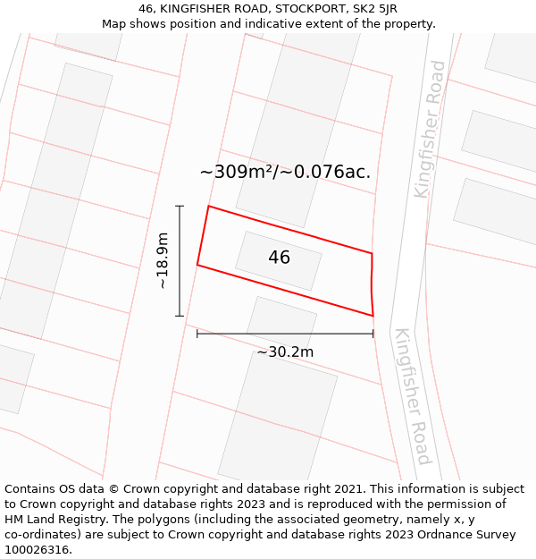 46, KINGFISHER ROAD, STOCKPORT, SK2 5JR: Plot and title map