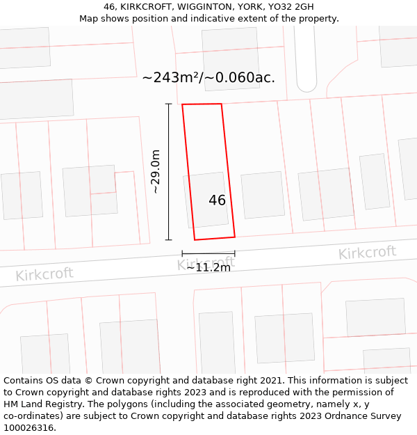 46, KIRKCROFT, WIGGINTON, YORK, YO32 2GH: Plot and title map