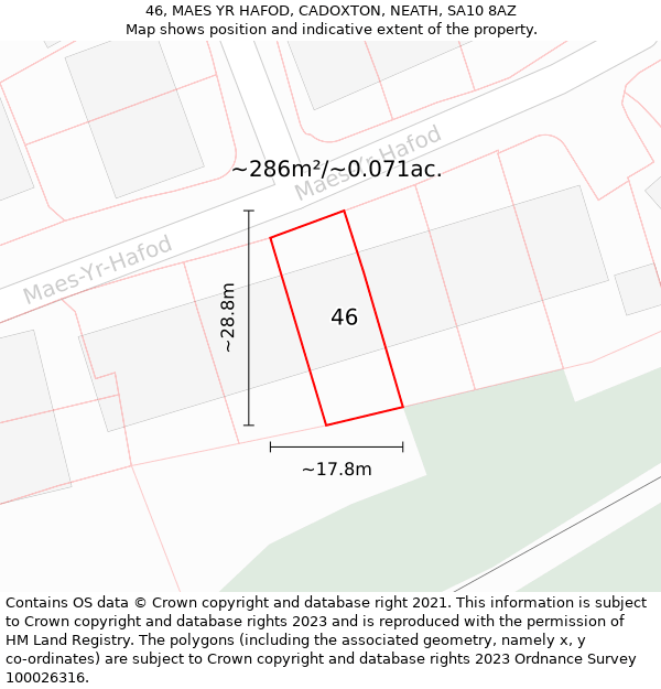 46, MAES YR HAFOD, CADOXTON, NEATH, SA10 8AZ: Plot and title map