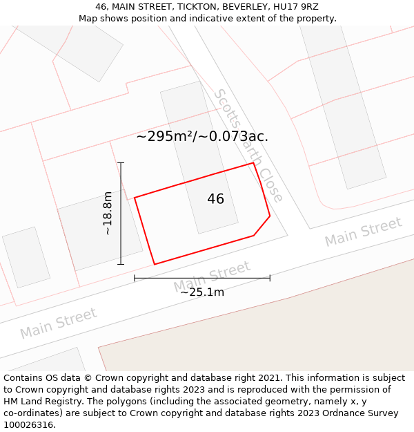 46, MAIN STREET, TICKTON, BEVERLEY, HU17 9RZ: Plot and title map